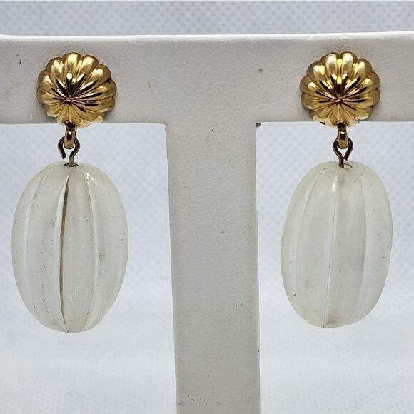 Vintage Gold & Clear Dangling Earrings - Picture 2 of 4